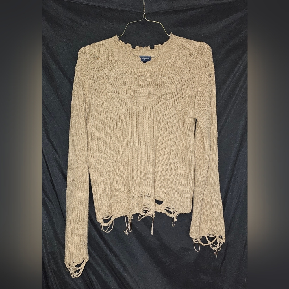 Ribbed Knit Destructed Sweater